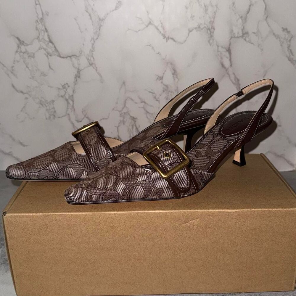 Coach Women’s Margot Slingbacks Signature Kitten Heels oak/maple